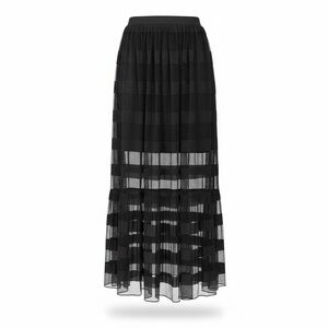 H&M Black Sheer Stripe Tiered Maxi Skirt
